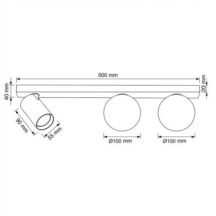 Brilagi - Spot svetiljka SELE BALL 1xGU10/30W/230V + 2xG9/10W crna