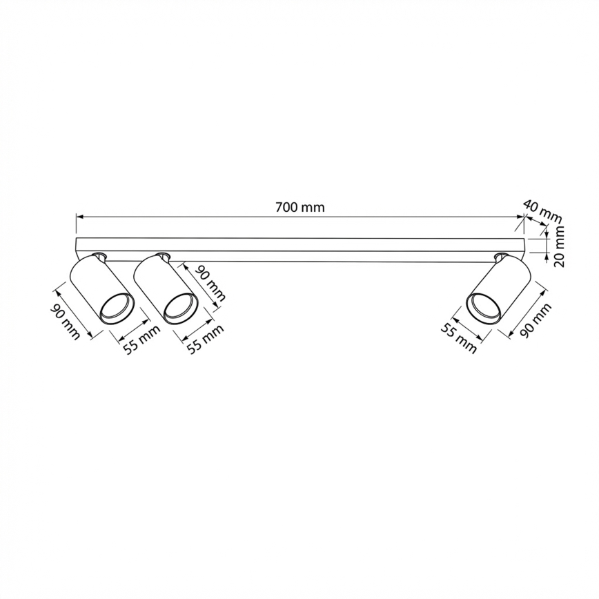 Brilagi - Spot svetiljka SELE LONG 3xGU10/30W/230V crna