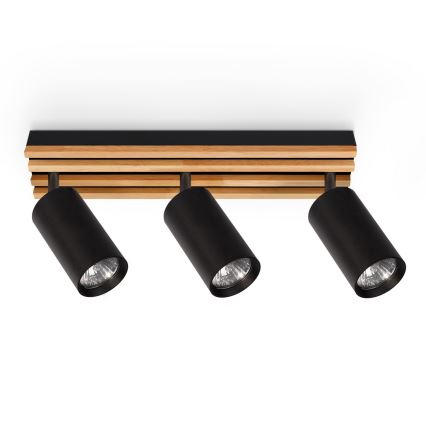 Brilagi - Spot svetiljka SELE WOOD 3xGU10/30W/230V crna/drvo