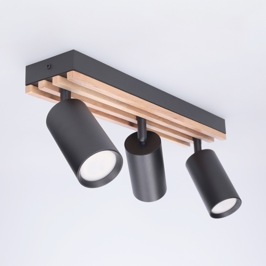 Brilagi - Spot svetiljka SELE WOOD 3xGU10/30W/230V crna/drvo