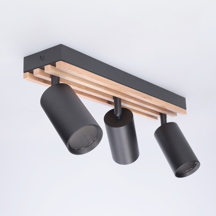 Brilagi - Spot svetiljka SELE WOOD 3xGU10/30W/230V crna/drvo