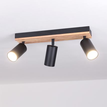 Brilagi - Spot svetiljka SELE WOOD 3xGU10/30W/230V crna/drvo