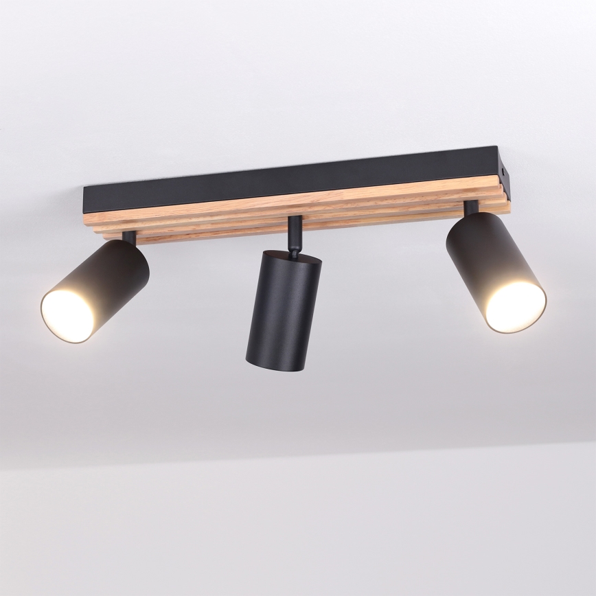 Brilagi - Spot svetiljka SELE WOOD 3xGU10/30W/230V crna/drvo