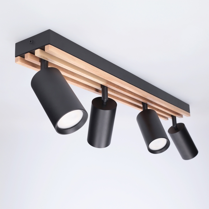 Brilagi - Spot svetiljka SELE WOOD 4xGU10/30W/230V crna/drvo