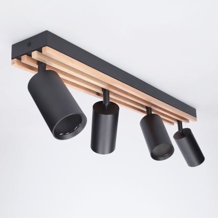 Brilagi - Spot svetiljka SELE WOOD 4xGU10/30W/230V crna/drvo