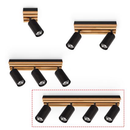 Brilagi - Spot svetiljka SELE WOOD ACOUSTIC 4xGU10/30W/230V crna/drvo
