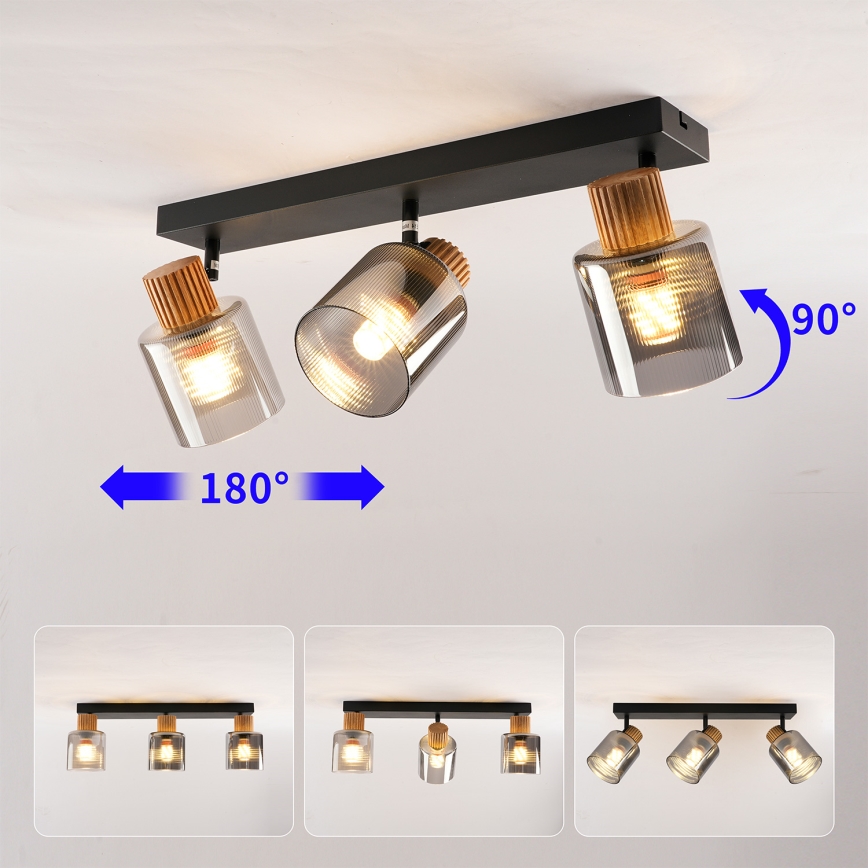 Brilagi - Spot svetlo HYGGE 3xE14/15W/230V crno/zadimljeno