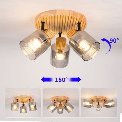 Brilagi - Spot svetlo HYGGE 3xE14/15W/230V drvo/dimljeno