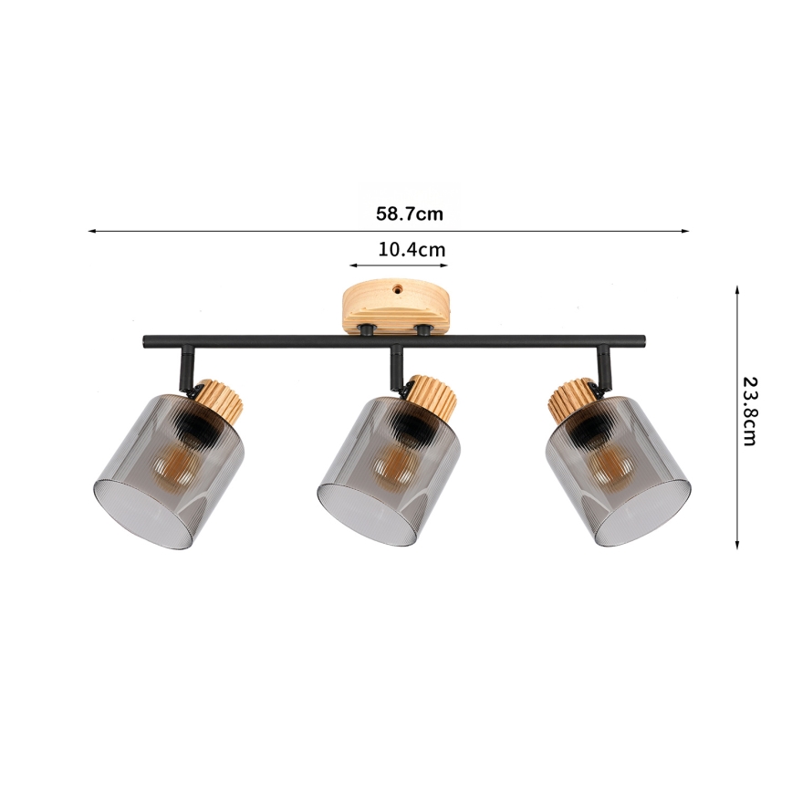 Brilagi - Spot svetlo HYGGE 3xE14/15W/230V drvo/zadimljeno