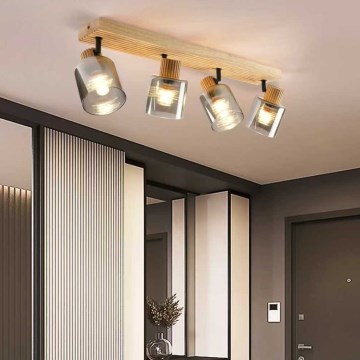 Brilagi - Spot svetlo HYGGE 4xE14/15W/230V drvo/zadimljeno