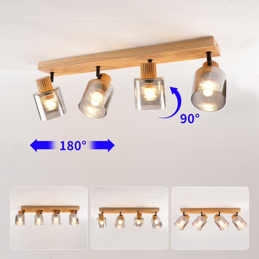 Brilagi - Spot svetlo HYGGE 4xE14/15W/230V drvo/zadimljeno