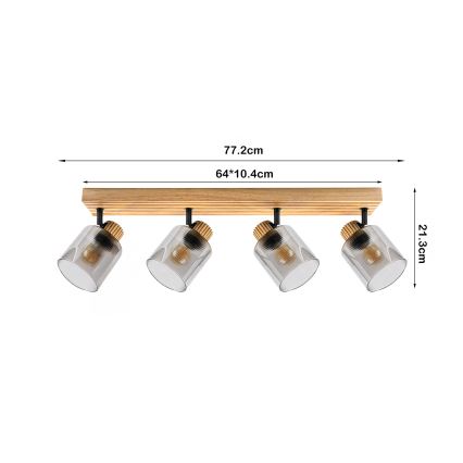 Brilagi - Spot svetlo HYGGE 4xE14/15W/230V drvo/zadimljeno