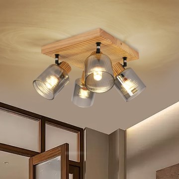 Brilagi - Spot svetlo HYGGE 4xE14/15W/230V drvo/zadimljeno