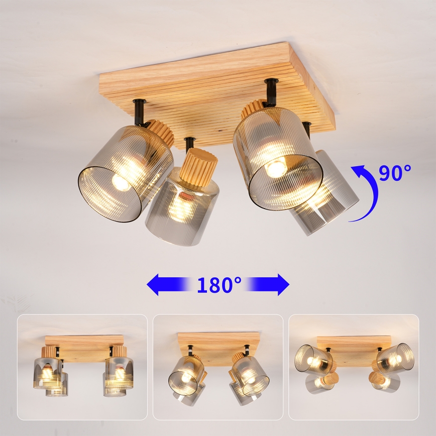 Brilagi - Spot svetlo HYGGE 4xE14/15W/230V drvo/zadimljeno