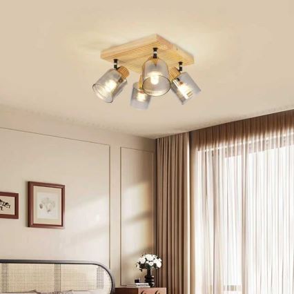 Brilagi - Spot svetlo HYGGE 4xE14/15W/230V drvo/zadimljeno
