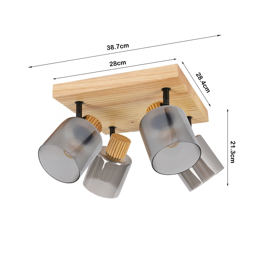 Brilagi - Spot svetlo HYGGE 4xE14/15W/230V drvo/zadimljeno
