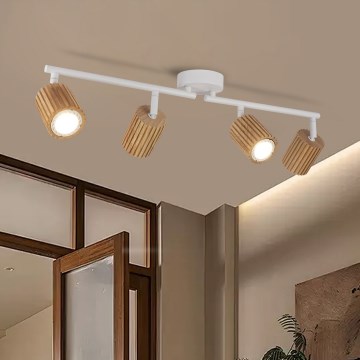 Brilagi - Spot svetlo MODERN WOOD 4xGU10/8W/230V drvo/belo