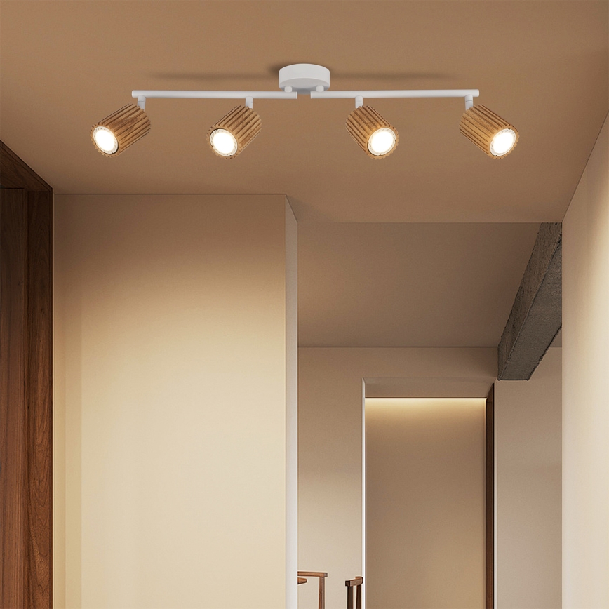 Brilagi - Spot svetlo MODERN WOOD 4xGU10/8W/230V drvo/belo