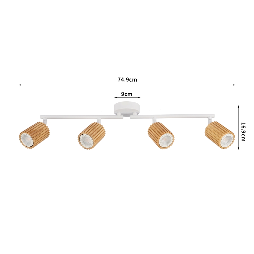 Brilagi - Spot svetlo MODERN WOOD 4xGU10/8W/230V drvo/belo