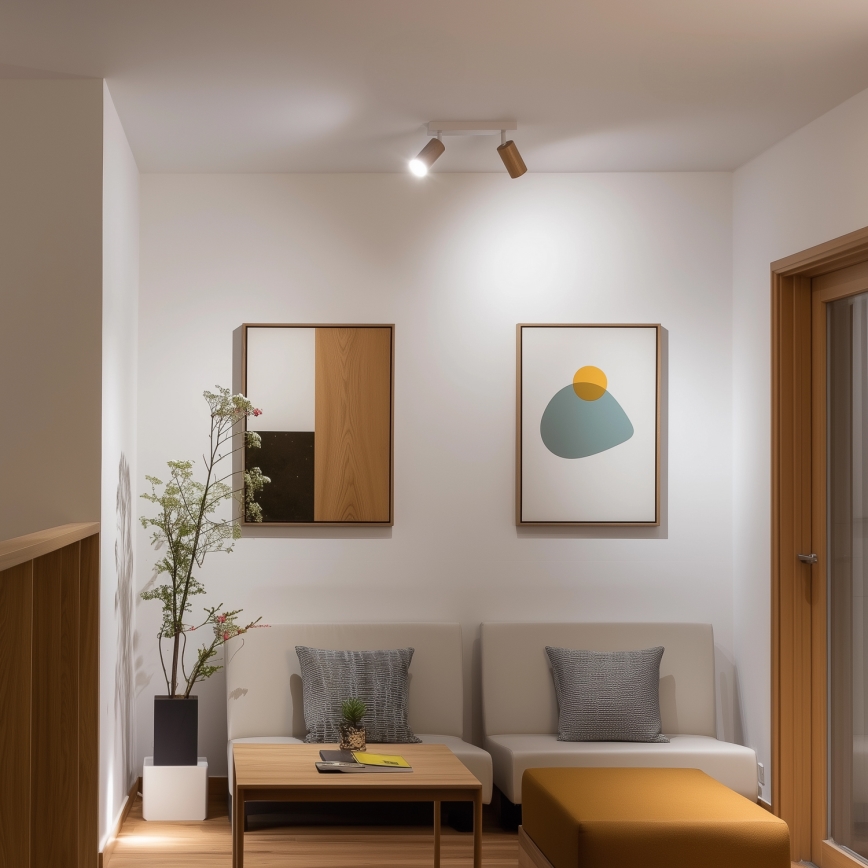 Brilagi - Spot svetlo SELE 2xGU10/30W/230V bela/dekor hrasta