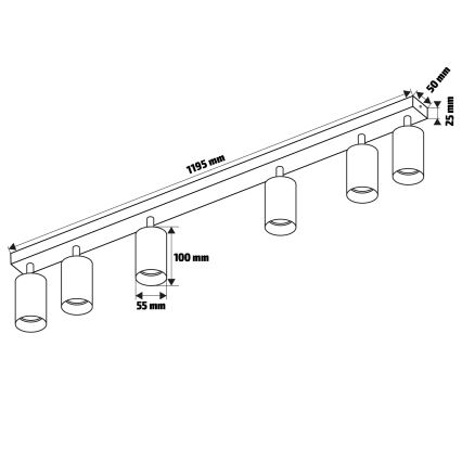 Brilagi - Spot svetlo SELE 6xGU10/30W/230V crna