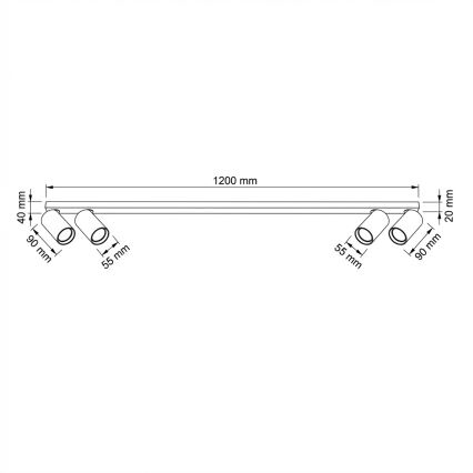 Brilagi - Spot svetlo SELE LONG 4xGU10/30W/230V crno
