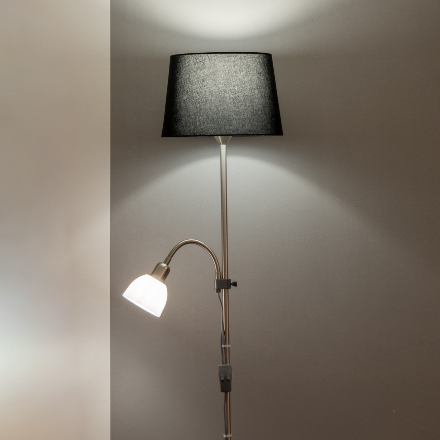 Brilagi - Stojeća lampa CERIA 1xE27/100W/230V + 1xE14/25W mat hrom/crna