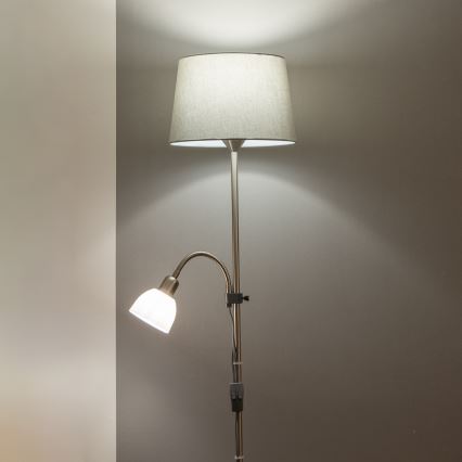 Brilagi - Stojeća lampa CERIA 1xE27/100W/230V + 1xE14/25W mat hrom/siva