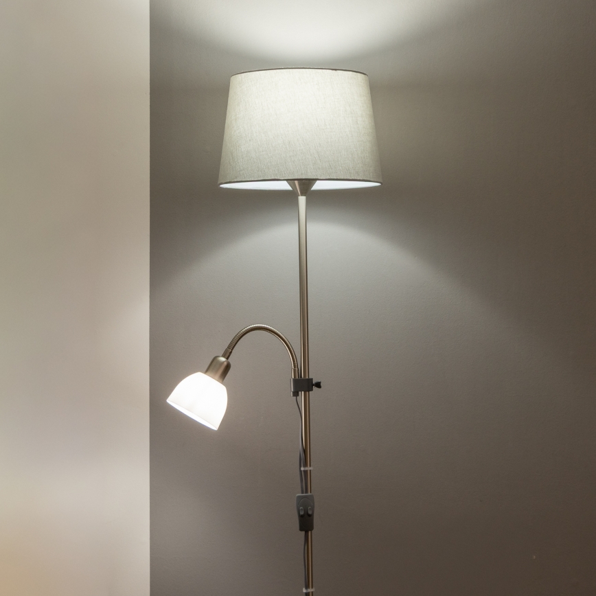 Brilagi - Stojeća lampa CERIA 1xE27/100W/230V + 1xE14/25W mat hrom/siva