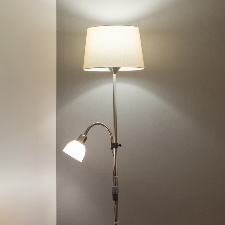 Brilagi - Stojeća lampa CERIA 1xE27/100W/230V + 1xE14/25W matni hrom/bež