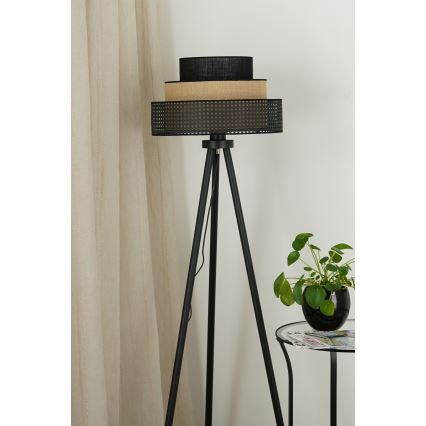 Brilagi - Stojeća lampa DAKOTA LUNETA 1xE27/15W/230V crna/ratan