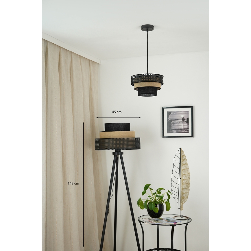 Brilagi - Stojeća lampa DAKOTA LUNETA 1xE27/15W/230V crna/ratan