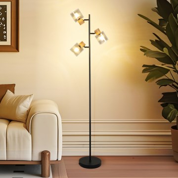 Brilagi - Stojeća lampa HYGGE 3xE14/15W/230V drvo/dimljena