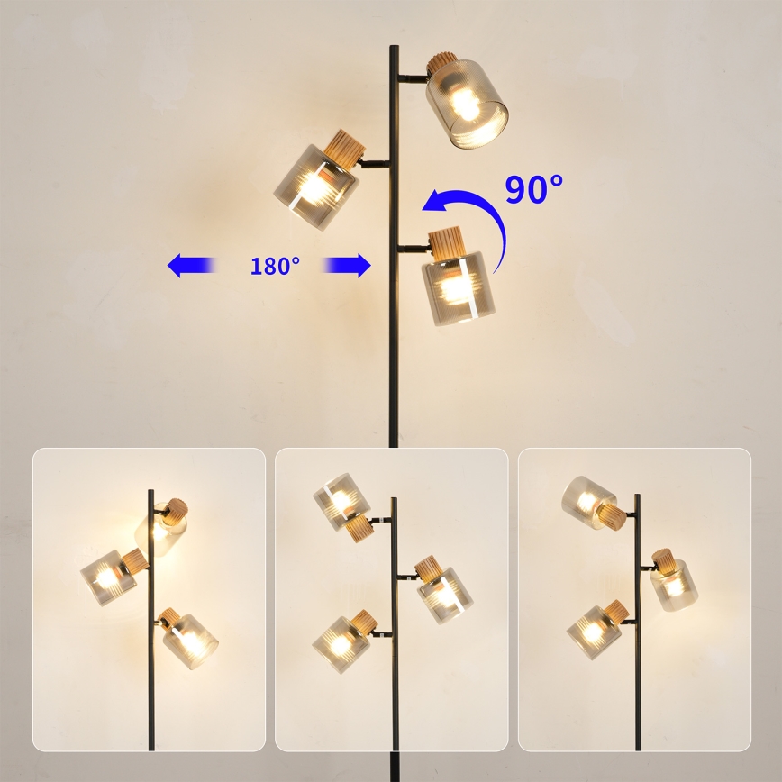 Brilagi - Stojeća lampa HYGGE 3xE14/15W/230V drvo/dimljena