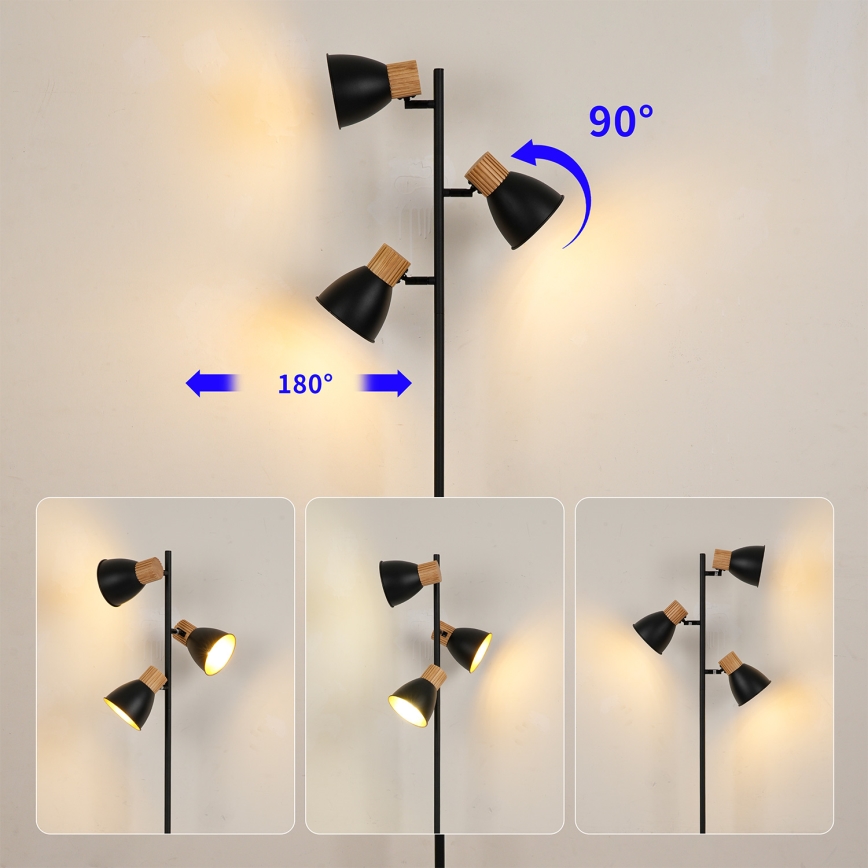 Brilagi - Stojeća lampa ODENSE 3xE14/10W/230V drvo/crna