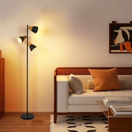 Brilagi - Stojeća lampa ODENSE 3xE14/10W/230V drvo/crna