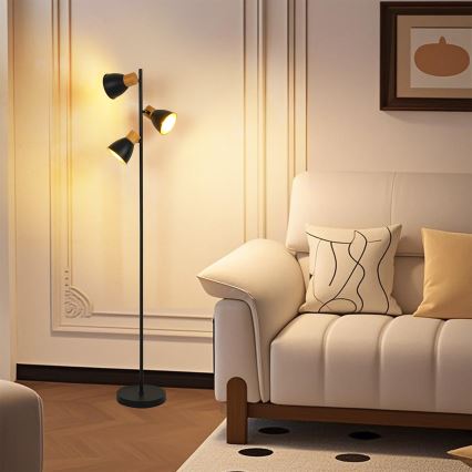 Brilagi - Stojeća lampa ODENSE 3xE14/10W/230V drvo/crna