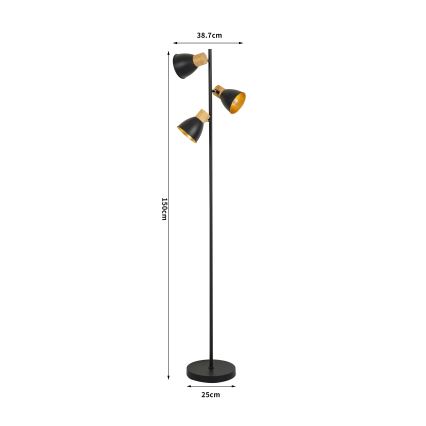 Brilagi - Stojeća lampa ODENSE 3xE14/10W/230V drvo/crna