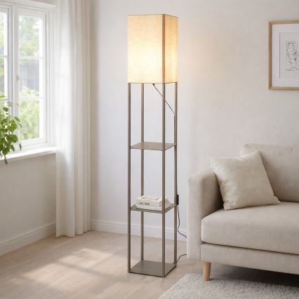 Brilagi - Stojeća lampa sa policama GRADUS 1xE27/40W/230V 150 cm siva/bež