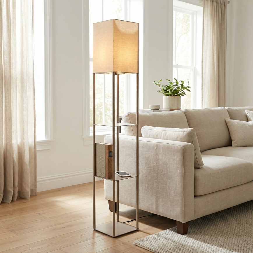 Brilagi - Stojeća lampa sa policama GRADUS 1xE27/40W/230V 150 cm siva/bež