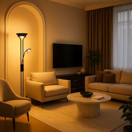 Brilagi - Stojeća lampa SCARLETT, prigušiva, 1xR7s/230W/230V + 1xG9/40W, crna
