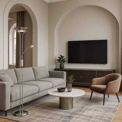 Brilagi - Prigušiva podna lampa SCARLETT 1xR7s/230W/230V + 1xG9/40W mat hrom
