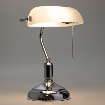 Brilagi - Stona lampa BANK OFFICE 1xE27/60W/230V sjajni hrom/bela