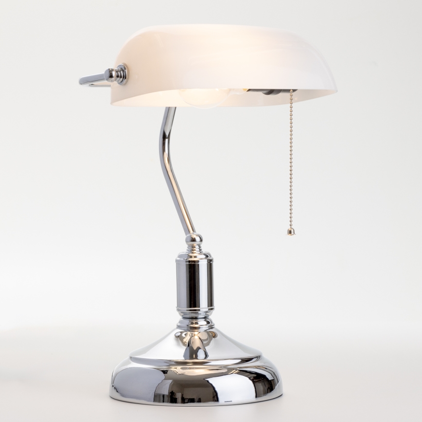 Brilagi - Stona lampa BANK OFFICE 1xE27/60W/230V sjajni hrom/bela