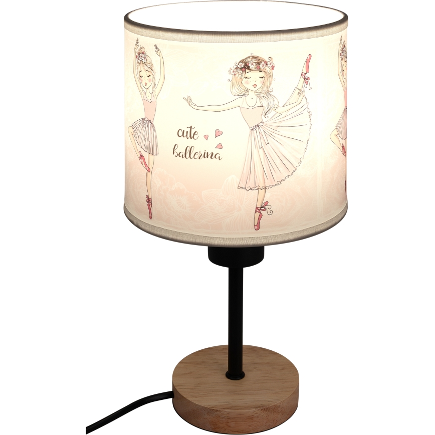 BRILAGI - Dečija stolna lampa BOBO WOOD 1xE27/25W/230V hrast/crna/bela/ružičasta/baletanke