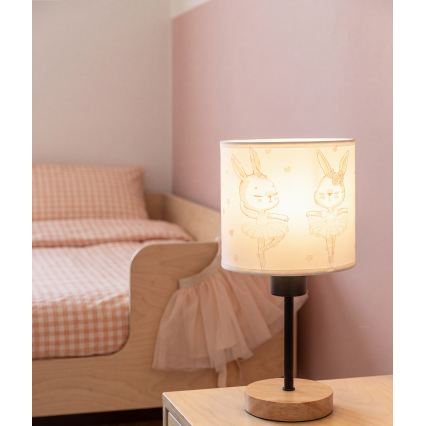 BRILAGI - Dečija stona lampa BOBO WOOD 1xE27/25W/230V hrast/crna/bela/zečići