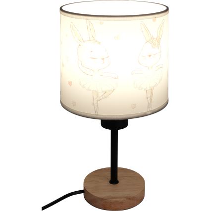 BRILAGI - Dečija stona lampa BOBO WOOD 1xE27/25W/230V hrast/crna/bela/zečići