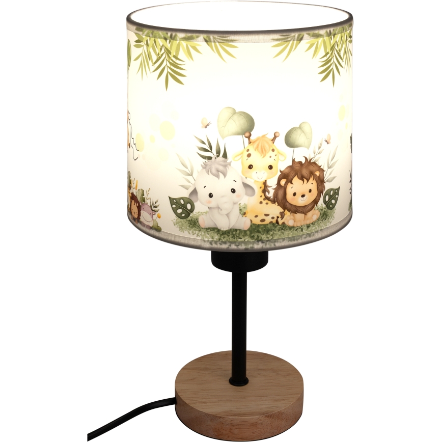 BRILAGI - Dečja stona lampa BOBO WOOD 1xE27/25W/230V hrast/crna/bela/zelena/džungla