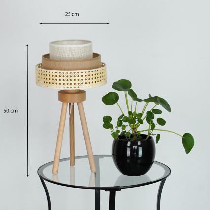 Brilagi - Stona lampa CEDAR LUNETA 1xE27/15W/230V ratan/braon/krem