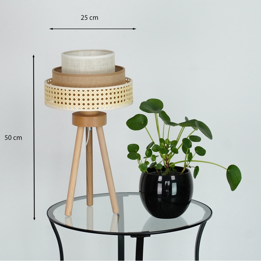 Brilagi - Stona lampa CEDAR LUNETA 1xE27/15W/230V ratan/braon/krem